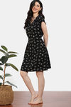 Zivame 2 Mile Fashion Woven Knee Length Nightdress - Jet Black — thumbnail 3
